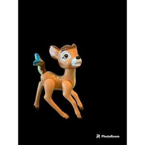 Vintage Walt Disney - Bambi 3" Figure With Blue Butterfly On Tail Deer